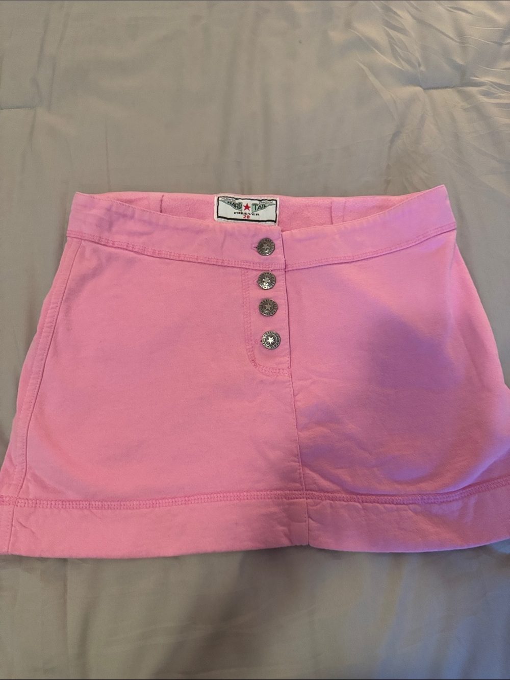 Hard Tail Pastel Pink Button-Front Mini Skirt
